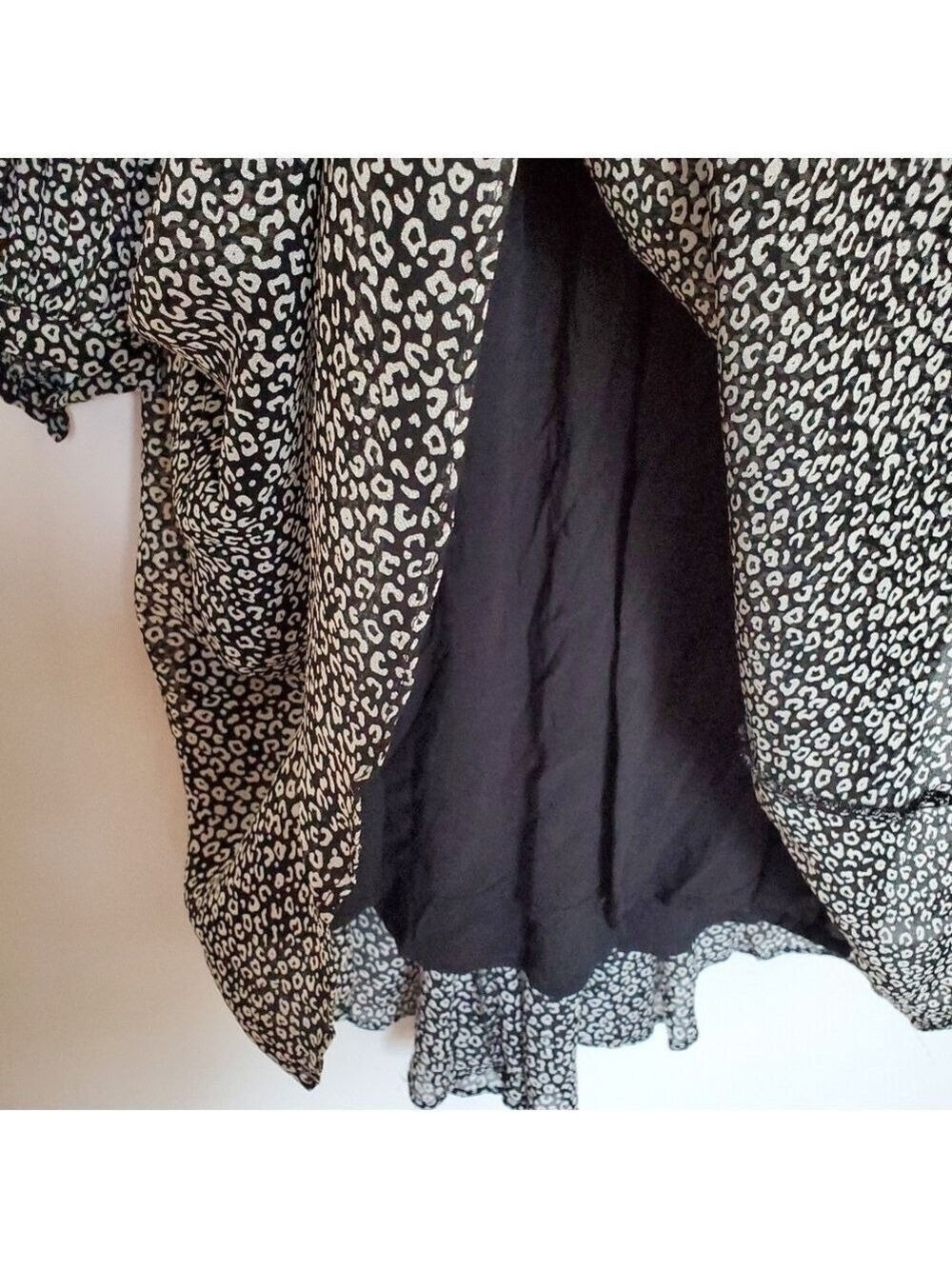 ANTHROPOLOGIE MAEVE 'CAROLYN' DRESS MINI LEOPARD PRINT BLK WHT WOMENS (XS) - Picture 11 of 15